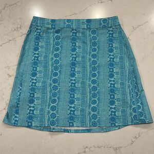 Rip‎ Skirt Hawaii Sz M Aqua Blue Print Wrap Above Knee Length 2 Easy On Cover Up